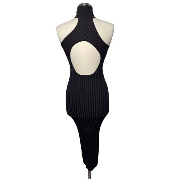 GOOD AMERICAN Angled Rib Mock Halter Midi Dress size 0/XS - Picture 5 of 9